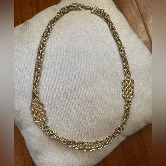 Lia Sophia, Celtic Knot, Gold Tone Necklace.  Multi-Strand, Long. - Picture 1 of 4